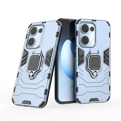 Oppo Reno13 Hoesje - MobyDefend Dubbelgelaagde Pantsercase Met Standaard - Blauw