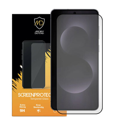 Samsung Galaxy S25 Edge Screenprotector - MobyDefend Screensaver Met Zwarte Randen - Gehard Glas 