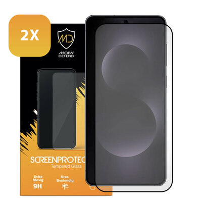 2-Pack Samsung Galaxy S25 Edge Screenprotectors - MobyDefend Screensavers Met Zwarte Randen - Gehard Glas 