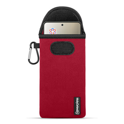 Hoesje voor Motorola Edge 60 Pro - MobyDefend Neopreen Pouch Met Karabijnhaak - Insteekhoesje - Riemlus Hoesje - Rood
