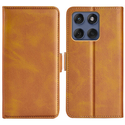 Motorola Edge 60 / Motorola Edge 60 Fusion Hoesje - MobyDefend Luxe Wallet Book Case (Sluiting Zijkant) - Lichtbruin