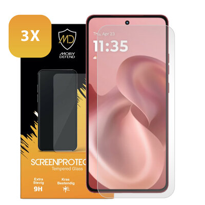 3-Pack Motorola Moto G86 Screenprotectors - MobyDefend Case-Friendly Screensavers - Gehard Glas