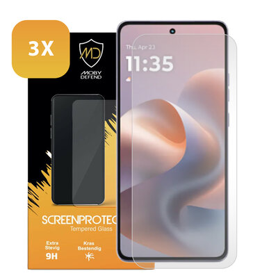 3-Pack Motorola Moto G86 Power Screenprotectors - MobyDefend Case-Friendly Screensavers - Gehard Glas