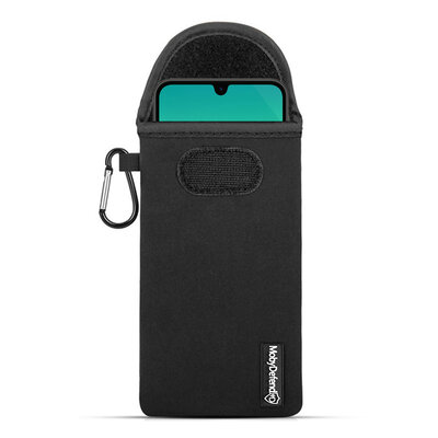 Hoesje voor Samsung Galaxy A26 - MobyDefend Neopreen Pouch Met Karabijnhaak - Insteekhoesje - Riemlus Hoesje - Zwart