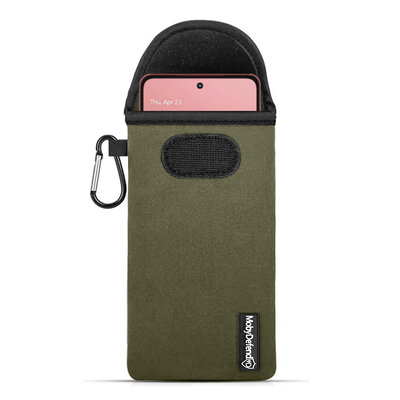Hoesje voor Motorola Moto G86 - MobyDefend Neopreen Pouch Met Karabijnhaak - Insteekhoesje - Riemlus Hoesje - Groen
