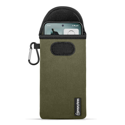 Hoesje voor Nothing Phone (3) - MobyDefend Neopreen Pouch Met Karabijnhaak - Insteekhoesje - Riemlus Hoesje - Groen