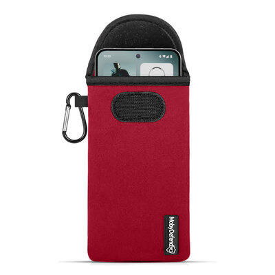 Hoesje voor Nothing Phone (3) - MobyDefend Neopreen Pouch Met Karabijnhaak - Insteekhoesje - Riemlus Hoesje - Rood