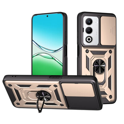 Oppo A5 5G Hoesje - MobyDefend Pantsercase Met Draaibare Ring - Goud