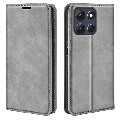 Motorola Moto G86 Hoesje - MobyDefend Luxe Wallet Bookcase (Magnetische Sluiting) - Grijs