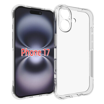iPhone 17 Hoesje - MobyDefend Transparante Shockproof TPU Backcover - Verstevigde Hoeken - Volledig Doorzichtig