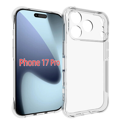 iPhone 17 Pro Hoesje - MobyDefend Transparante Shockproof TPU Backcover - Verstevigde Hoeken - Volledig Doorzichtig