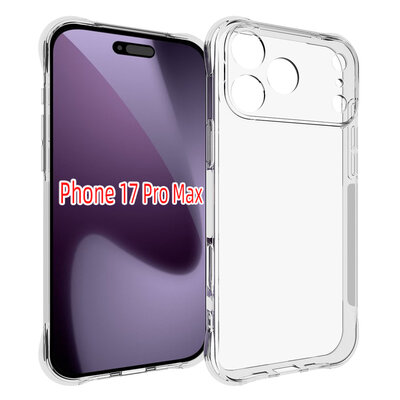 iPhone 17 Pro Max Hoesje - MobyDefend Transparante Shockproof TPU Backcover - Verstevigde Hoeken - Volledig Doorzichtig