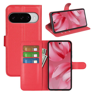 Google Pixel 10 / Google Pixel 10 Pro Hoesje - MobyDefend Kunstleren Wallet Book Case (Sluiting Voorkant) - Rood