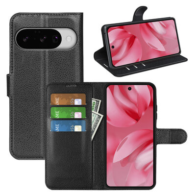 Google Pixel 10 / Google Pixel 10 Pro Hoesje - MobyDefend Kunstleren Wallet Book Case (Sluiting Voorkant) - Zwart