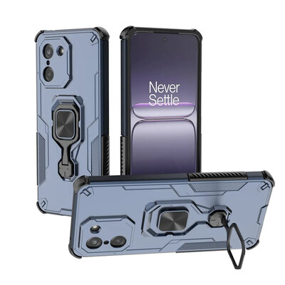 OnePlus Nord CE 5 Hoesje - MobyDefend Dubbelgelaagde Pantsercase Met Standaard - Blauw