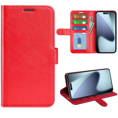 iPhone 17 Hoesje - MobyDefend Wallet Book Case (Sluiting Achterkant) - Rood