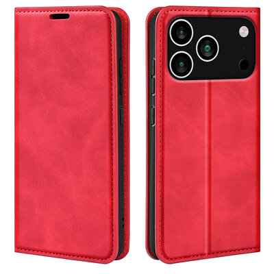 iPhone 17 Pro Hoesje - MobyDefend Luxe Wallet Bookcase (Magnetische Sluiting) - Rood