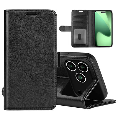 iPhone 17 Pro Max Hoesje - MobyDefend Wallet Book Case (Sluiting Achterkant) - Zwart