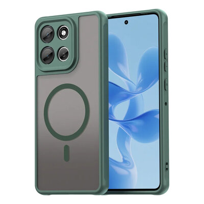 Motorola Moto G86 Hoesje - MobyDefend MagSafe Case Mat Transparant Met Gekleurde Rand - Groen