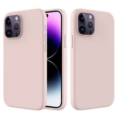 iPhone 14 Pro Hoesje - MobyDefend Matte Siliconen Backcover - Roze