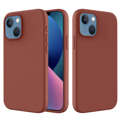 iPhone 14 Hoesje - MobyDefend Matte Siliconen Backcover - Terracotta