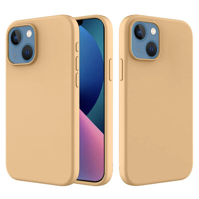 iPhone 14 Hoesje - MobyDefend Matte Siliconen Backcover - Licht Oker