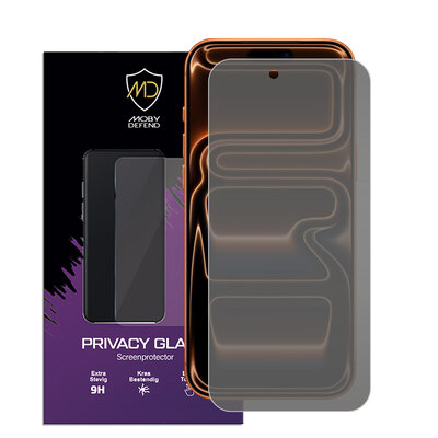 MobyDefend iPhone 17 Pro Max Screenprotector - HD Privacy Glass Screensaver