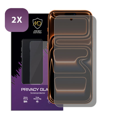 2-Pack MobyDefend iPhone 17 Pro Max Screenprotectors - Matte Privacy Glass Screensavers