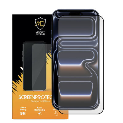 iPhone 17 Pro Screenprotector - MobyDefend Screensaver Met Zwarte Randen - Gehard Glas 