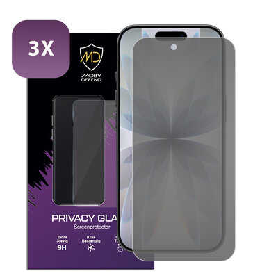 3-Pack MobyDefend iPhone 17 Screenprotectors - HD Privacy Glass Screensavers