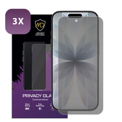 3-Pack MobyDefend iPhone 17 Screenprotectors - Matte Privacy Glass Screensavers