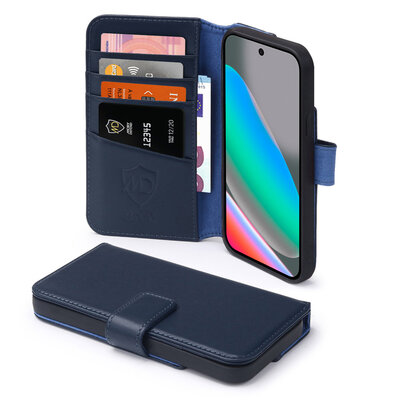 Google Pixel 10 / Google Pixel 10 Pro Hoesje - Luxe Leren MobyDefend Wallet Bookcase - Blauw