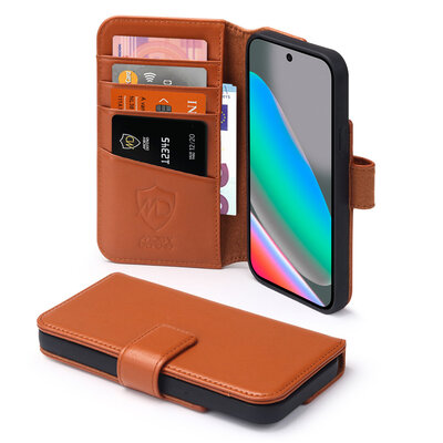 Google Pixel 10 / Google Pixel 10 Pro Hoesje - Luxe Leren MobyDefend Wallet Bookcase - Bruin