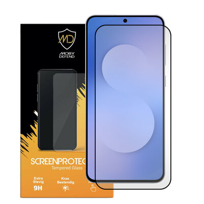 Samsung Galaxy S25 FE Screenprotector - MobyDefend Screensaver Met Zwarte Randen - Gehard Glas 