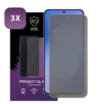 3-Pack MobyDefend Samsung Galaxy S25 FE Screenprotectors - HD Privacy Glass Screensavers