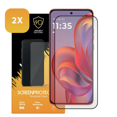 2-Pack Motorola Edge 60 Neo Screenprotectors - MobyDefend Screensavers Met Zwarte Randen - Gehard Glas 