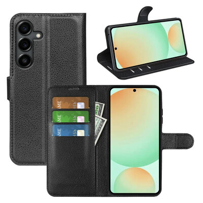 Samsung Galaxy S25 FE Hoesje - MobyDefend Kunstleren Wallet Book Case (Sluiting Voorkant) - Zwart