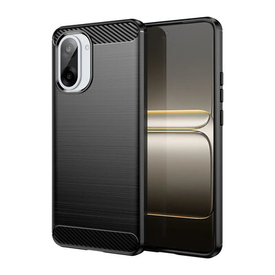 OnePlus Nord CE 5 Hoesje - MobyDefend TPU Backcover - Geborstelde Metaal &amp; Carbon-Look - Zwart