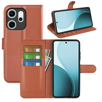 Oppo Reno14 F / Oppo Reno14 FS Hoesje - MobyDefend Kunstleren Wallet Book Case (Sluiting Voorkant) - Bruin