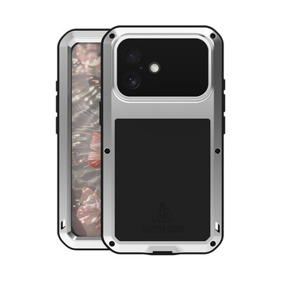iPhone 17 Hoes - Love Mei Metalen Case - Extreme Protection - Zilvergrijs