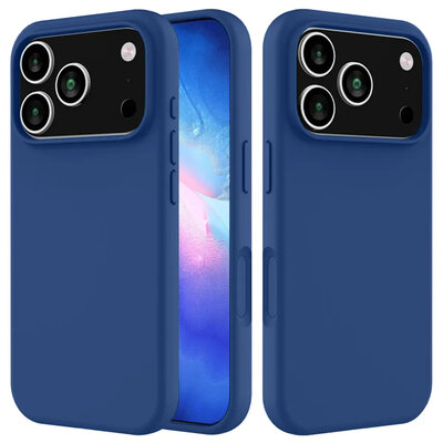 iPhone 17 Pro Hoesje - MobyDefend Matte Siliconen Backcover - Blauw
