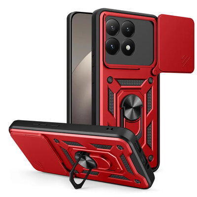 Xiaomi 15T Hoesje - MobyDefend Pantsercase Met Draaibare Ring - Rood