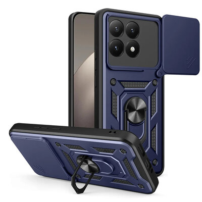 Xiaomi 15T Hoesje - MobyDefend Pantsercase Met Draaibare Ring - Blauw