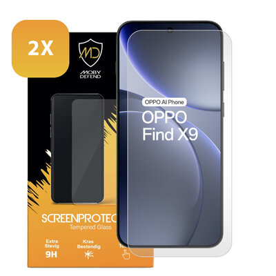 2-Pack Oppo Find X9 Screenprotectors - MobyDefend Case-Friendly Screensavers - Gehard Glas