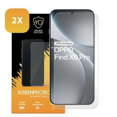 2-Pack Oppo Find X9 Pro Screenprotectors - MobyDefend Case-Friendly Screensavers - Gehard Glas