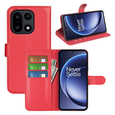 OnePlus 15 Hoesje - MobyDefend Kunstleren Wallet Book Case (Sluiting Voorkant) - Rood