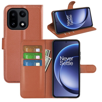 OnePlus 15 Hoesje - MobyDefend Kunstleren Wallet Book Case (Sluiting Voorkant) - Bruin