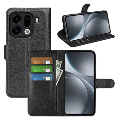 Oppo Find X9 Pro Hoesje - MobyDefend Kunstleren Wallet Book Case (Sluiting Voorkant) - Zwart