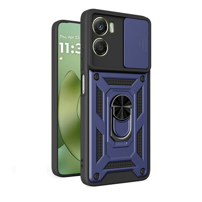 Motorola Moto G06 / Motorola Moto G06 Power Hoesje - MobyDefend Pantsercase Met Draaibare Ring - Blauw