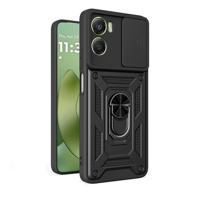 Motorola Moto G06 / Motorola Moto G06 Power Hoesje - MobyDefend Pantsercase Met Draaibare Ring - Zwart